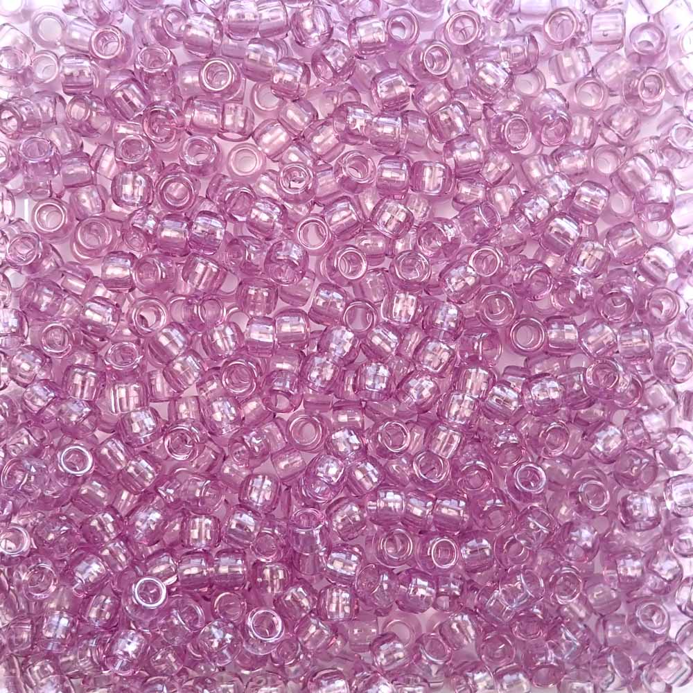 Antique Rose Pink Transparent Plastic Pony Beads 6 x 9mm, about 100 beads