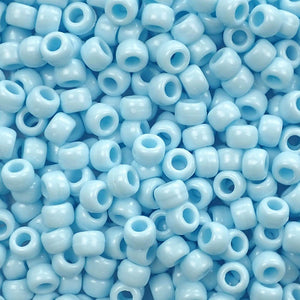 Blue Cloud Opaque Plastic Pony Beads 6 x 9mm
