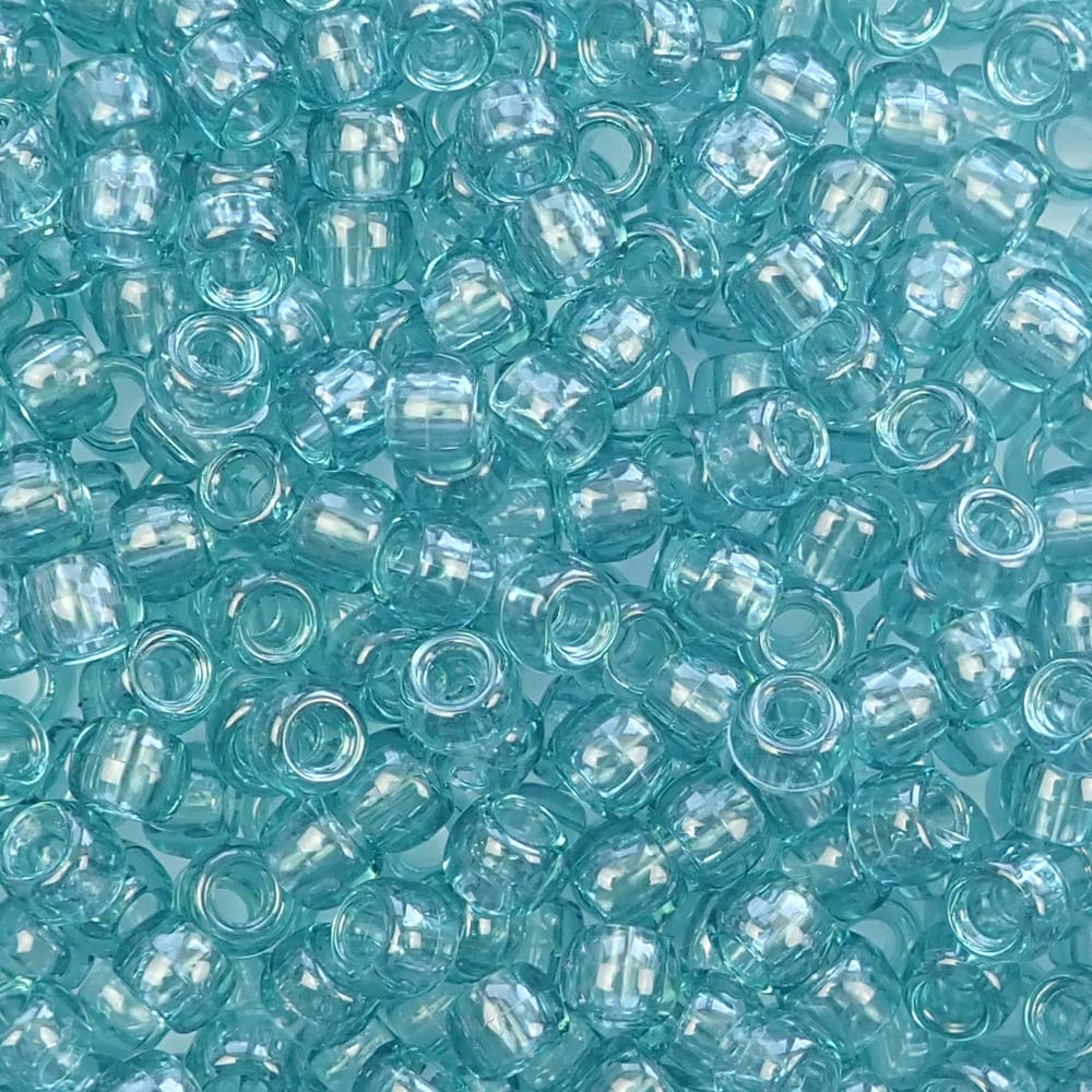 Vintage Light Turquoise Transparent Plastic Pony Beads 6 x 9mm, about 100 beads