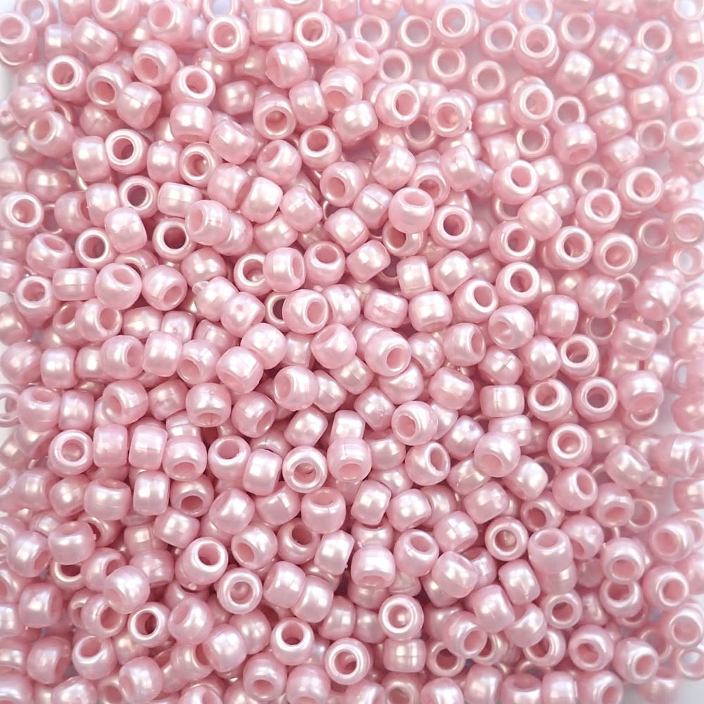 Matte Neon Pink Plastic Pony Beads 6 x 9mm