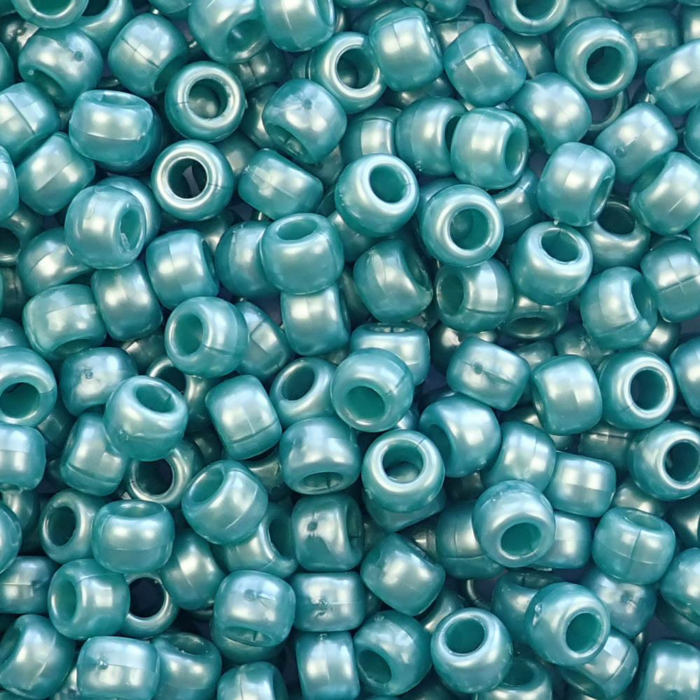 Medium Caribbean Turquoise Pearl Plastic Pony Beads 6 x 9mm, about 100 beads