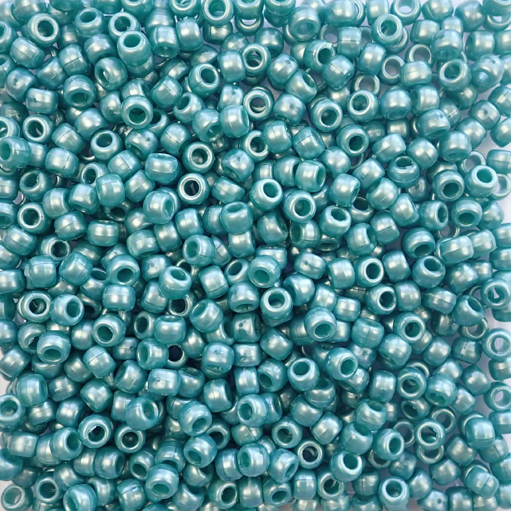 Medium Caribbean Turquoise Pearl Plastic Pony Beads 6 x 9mm