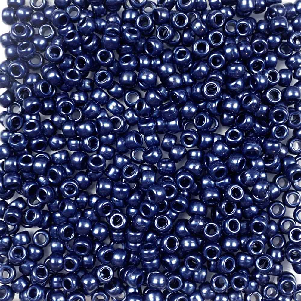 Dark Montana Blue Pearl Plastic Pony Beads 6 x 9mm