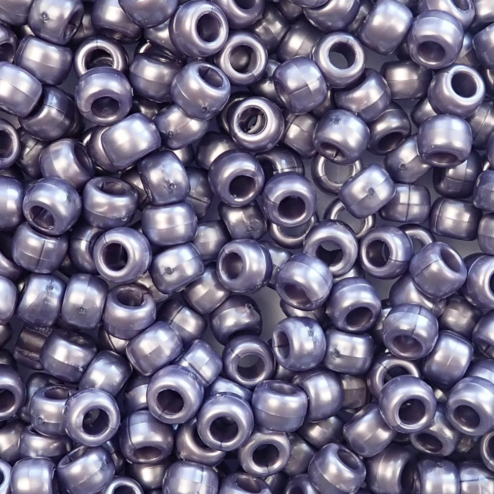 Dark Lavender Pearl Plastic Pony Beads 6 x 9mm, about 100 beads
