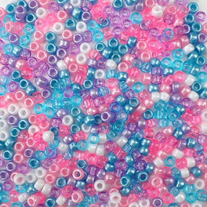 Multi-color Mix of Plastic Craft Pony Beads, Bead Size 6 x 9mm in a bulk bag