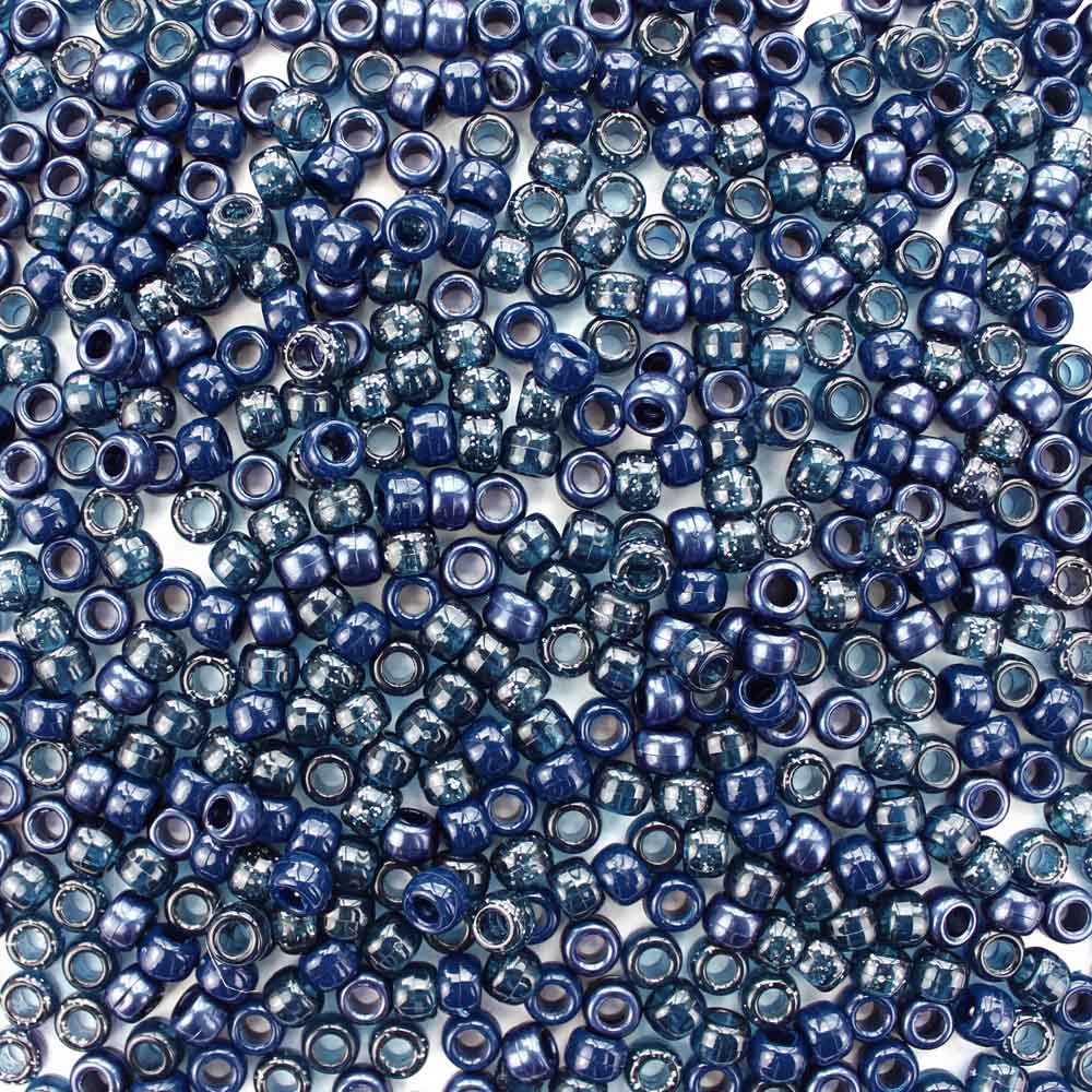 Montana Blue Mix Plastic Pony Beads 6 x 9mm
