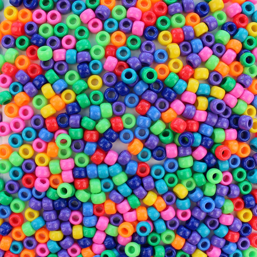 Pony Beads, 9x6mm, Opaque Neon Pink (650 Pieces)