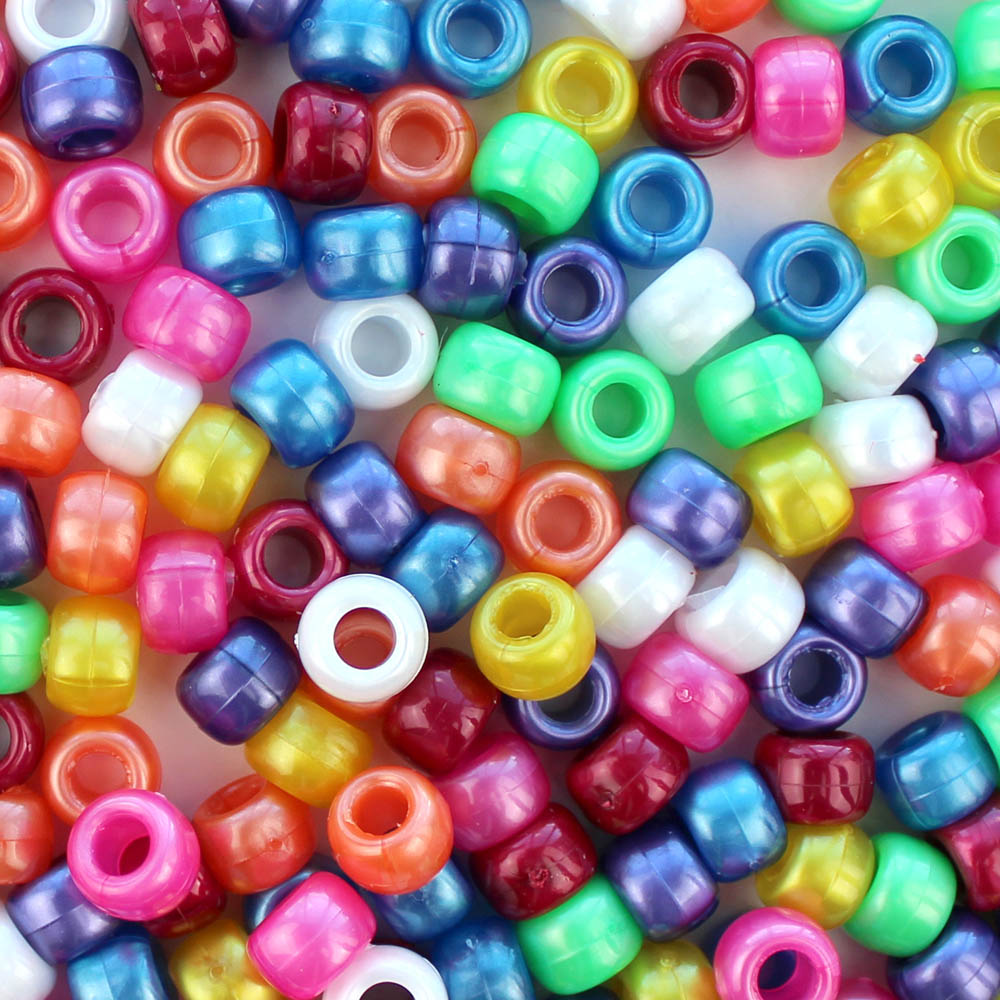 Fun Pearl Multicolor Mix Plastic Pony Beads 6 x 9mm