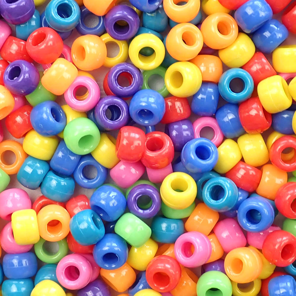 Circus Multi-color Mix Plastic Pony Beads 6 x 9mm