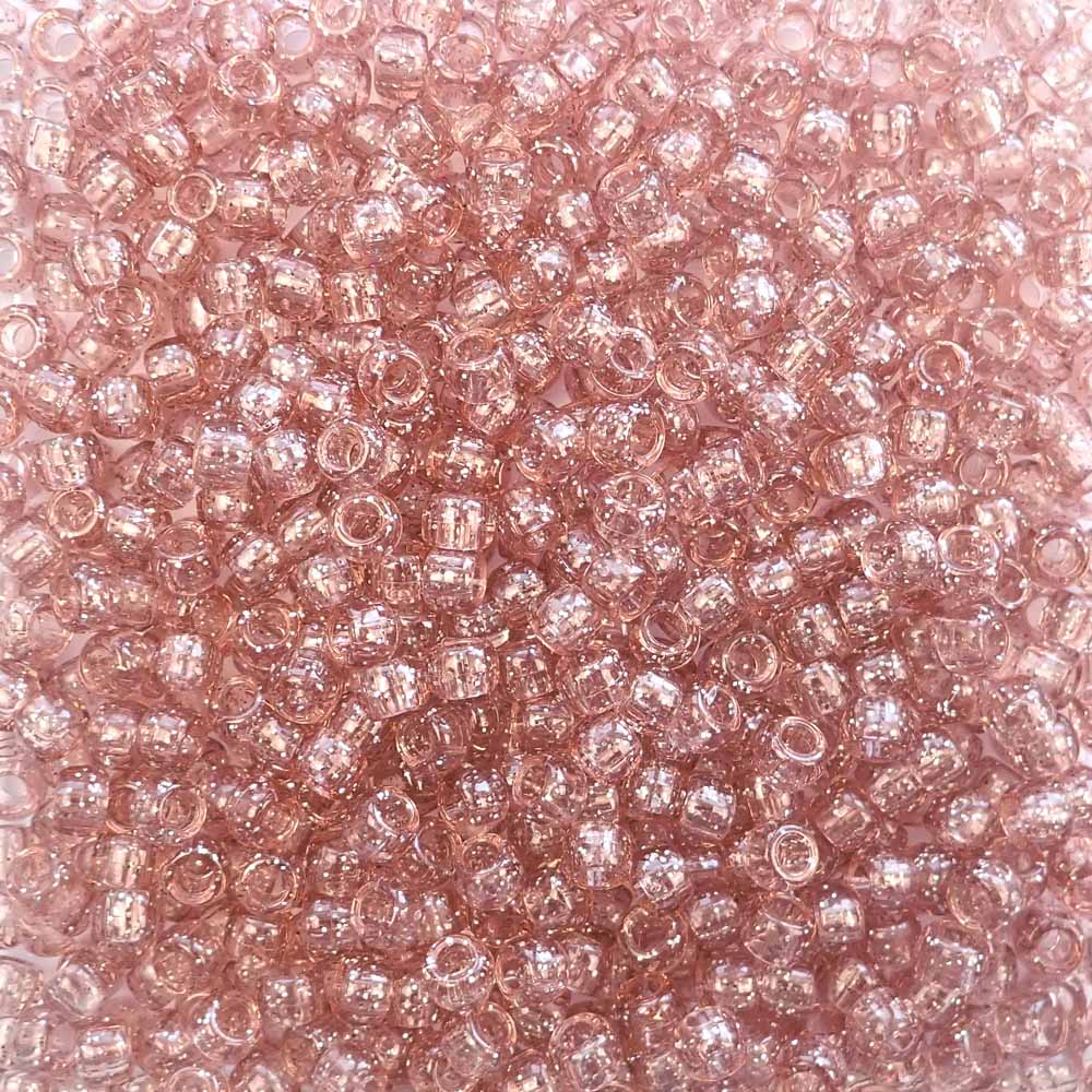 Vintage Peach Glitter Plastic Pony Beads 6 x 9mm