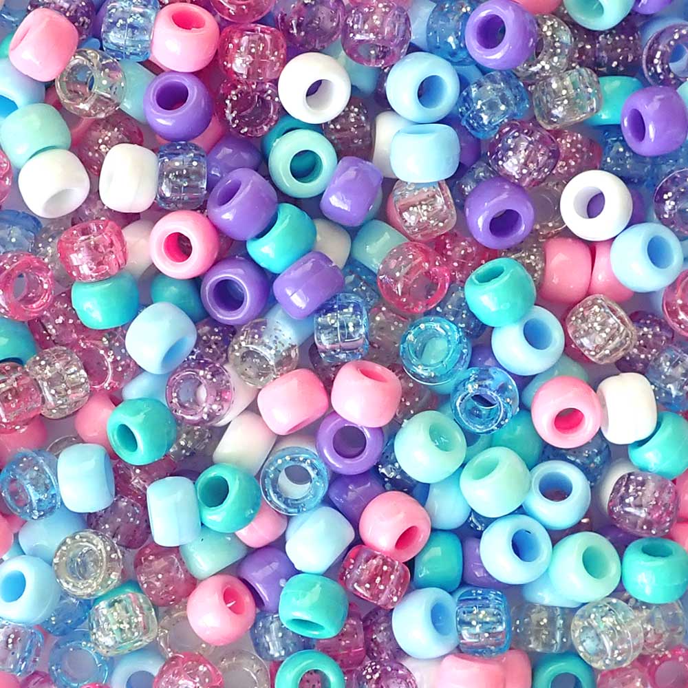 Mermaid Mix Plastic Pony Beads 6 x 9mm