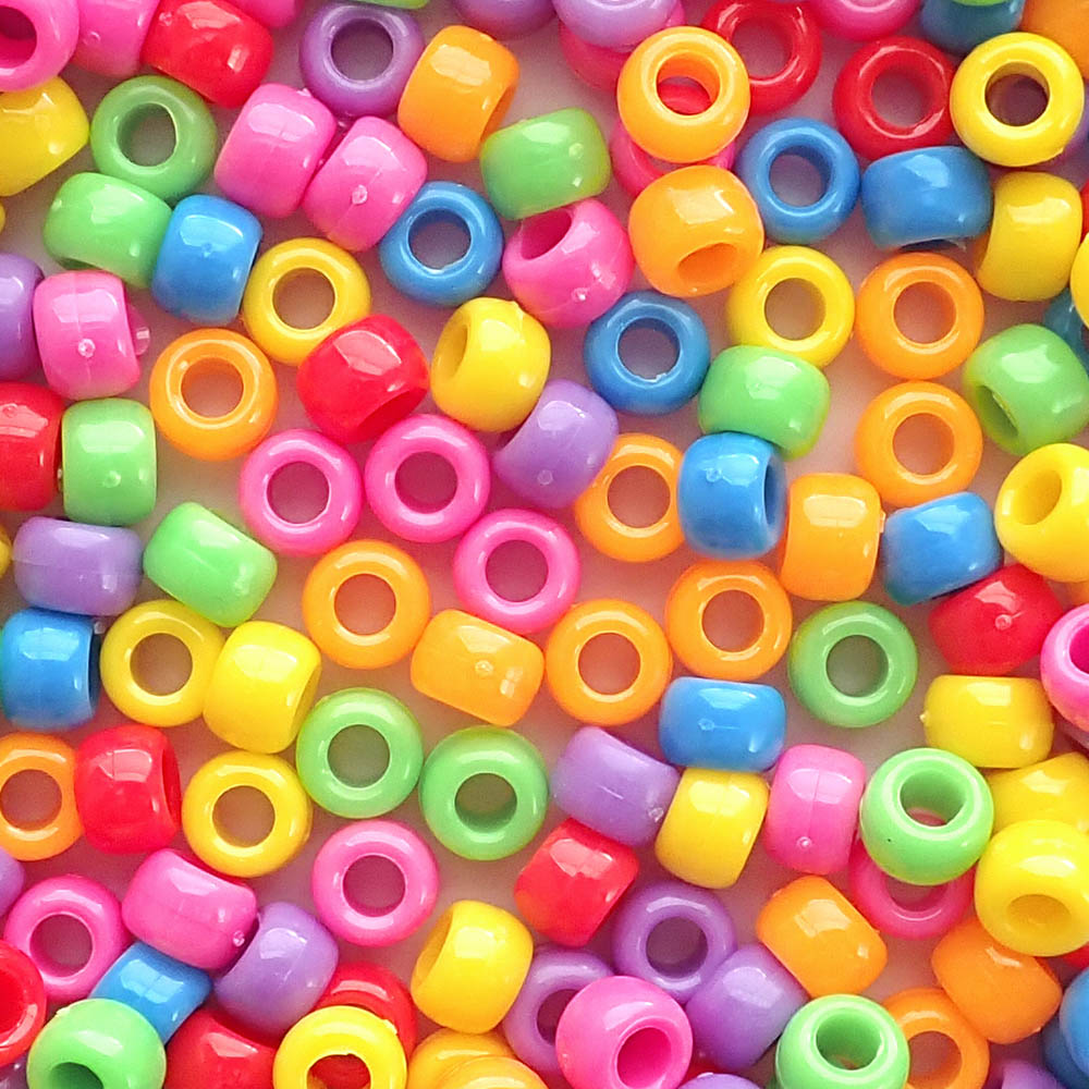 Carnival Opaque Mix Plastic Pony Beads 6 x 9mm