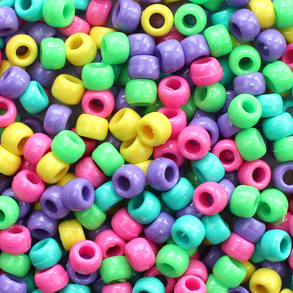 Sweetheart Multi-color Mix Plastic Pony Beads 6 x 9mm