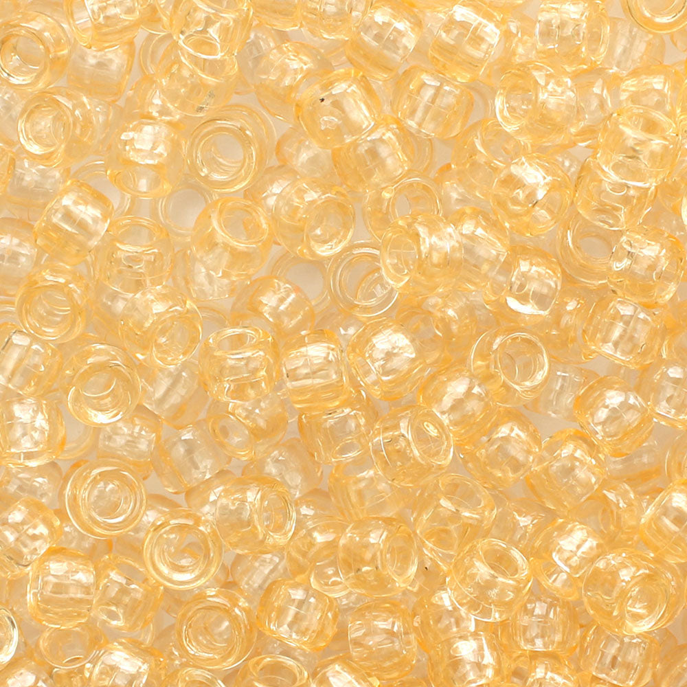 Light Apricot Transparent Plastic Pony Beads 6 x 9mm, about 100 beads