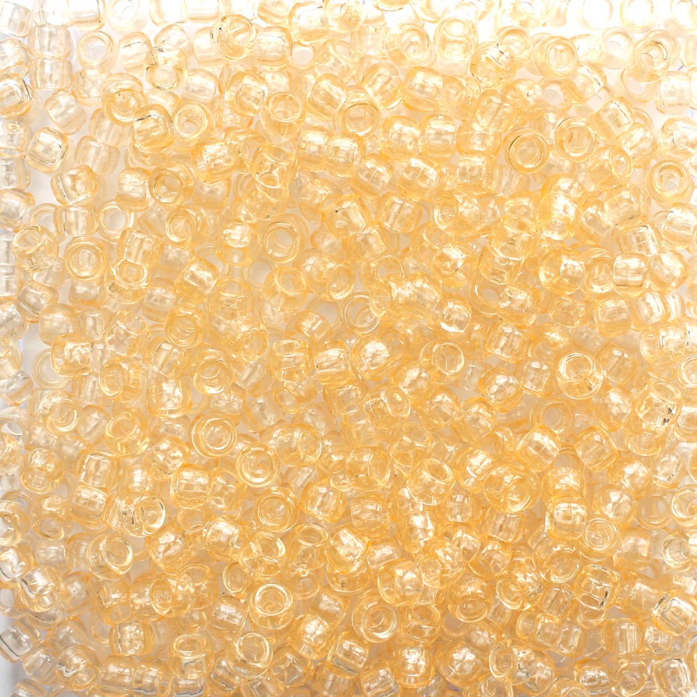 Light Apricot Transparent Plastic Pony Beads 6 x 9mm