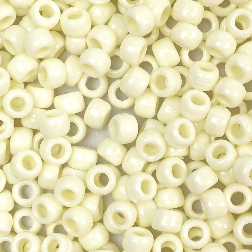 Pale Yellow Opaque Plastic Pony Beads 6 x 9mm, about 100 beads