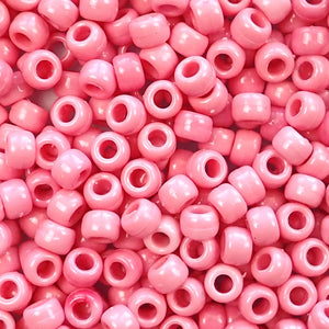 Rose Quartz Marbled Plastic Pony Beads 6 x 9mm