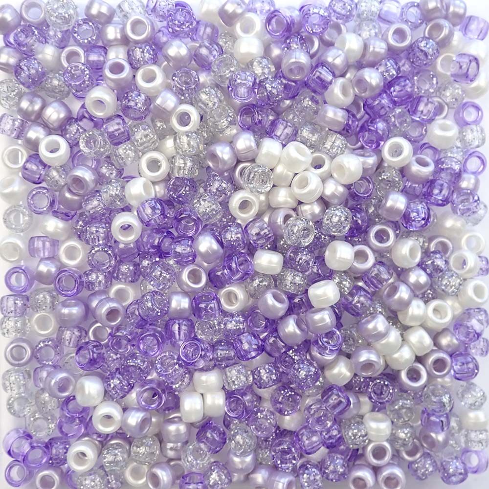 Purple Ice Mix Plastic Pony Beads 6 x 9mm