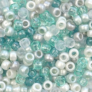 Ocean Mist Mix Plastic Pony Beads 6  x 9mm