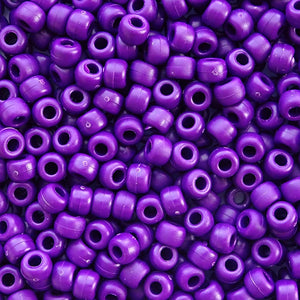 Matte Plum Purple Plastic Pony Beads 6 x 9mm