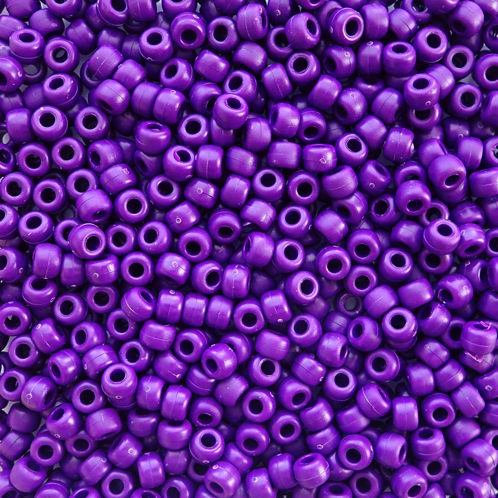 Matte Plum Purple Plastic Pony Beads 6 x 9mm