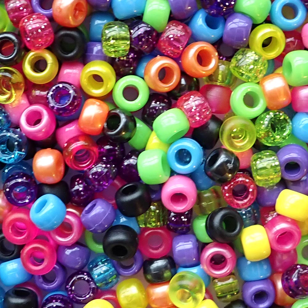 Party Mix Plastic Pony Beads 6 x 9mm