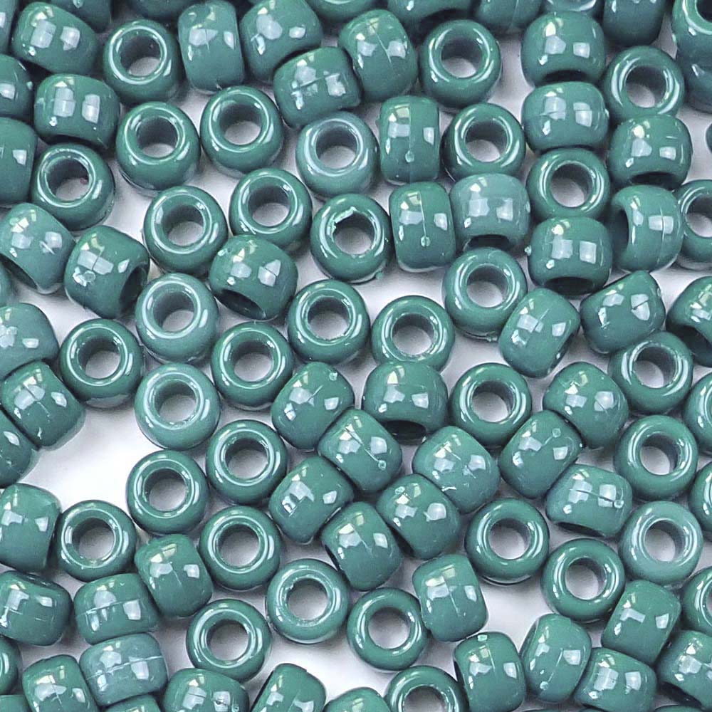Moss Green Plastic Pony Beads 6 x 9mm, about 100 beads