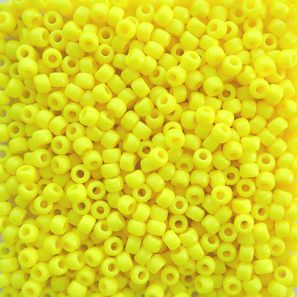 Matte Neon Yellow Plastic Pony Beads 6 x 9mm