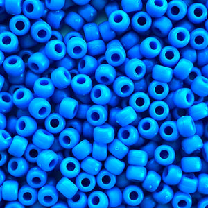 Matte True Blue Plastic Pony Beads 6 x 9mm