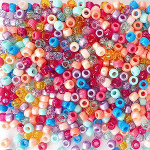 Beach Party Mix Plastic Pony Beads 6 x 9mm