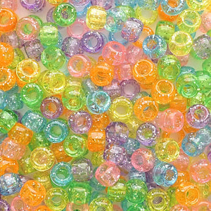 Carnival Glitter Mix Plastic Pony Beads 6 x 9mm