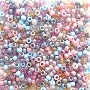 Lullaby Pastel Multi-color Mix Plastic Pony Beads 6 x 9mm