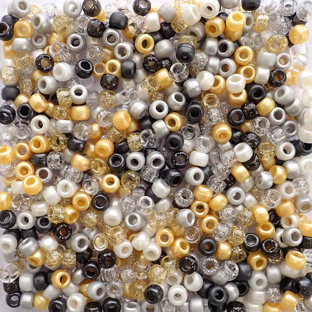 Gala Mix Plastic Craft Pony Beads 6 x 9mm Bulk, Made in the USA