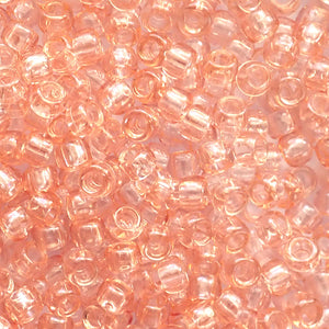 Peach Transparent Plastic Craft Pony Beads, Size 6 x 9mm