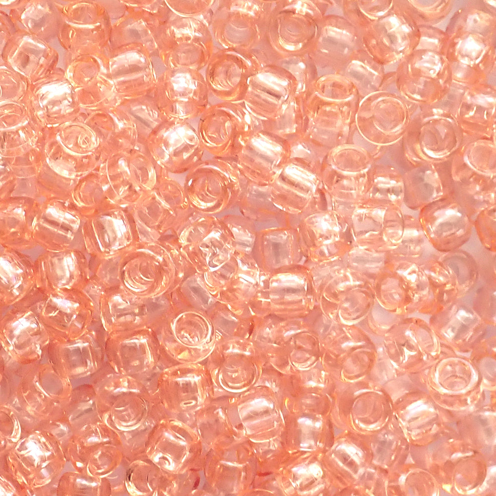 Fire Red Transparent Plastic Pony Beads 6 x 9mm