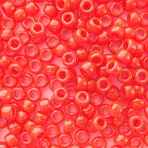Fire Red Trasparent Plastic Craft Pony Beads, Size 6 x 9mm