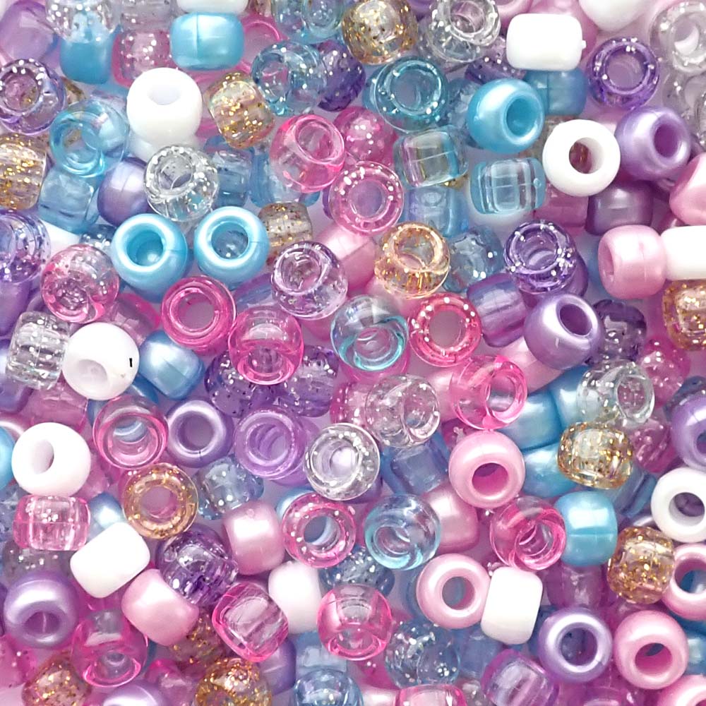 Unicorn Glamour Mix Plastic Pony Beads 6 x 9mm