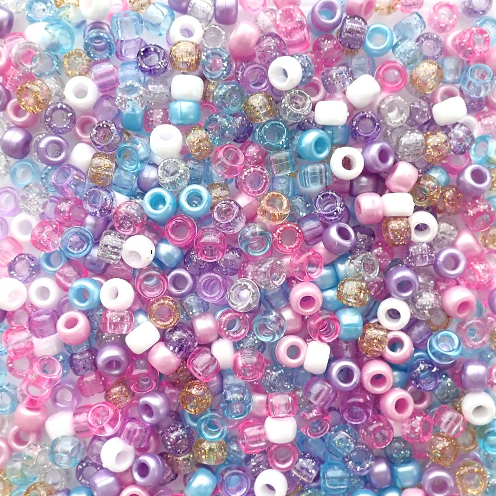 Pearl Kandi Beads, Pearl White Pony Beads, 9mm Barrel Beads for
